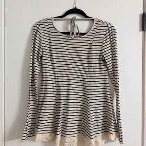 Xhilaration Black and White Striped Top